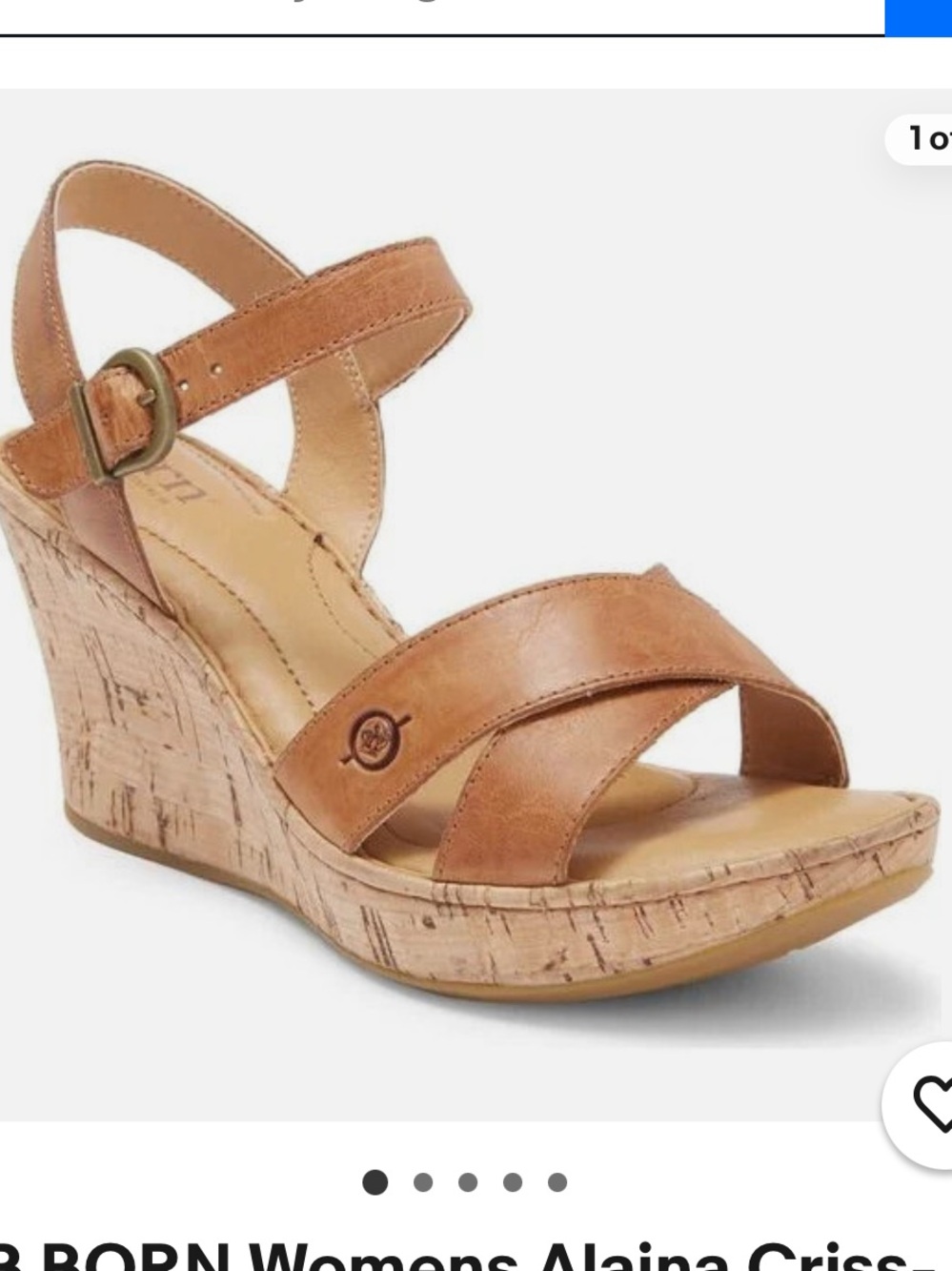 Born Cognac Leather Cork Wedge Sandals